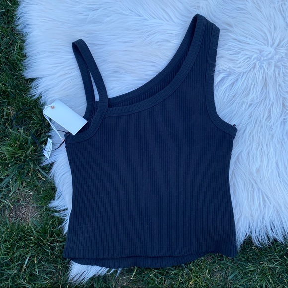 Good American Asymmetrical Rib Tank Top 1/Small - Picture 3 of 7